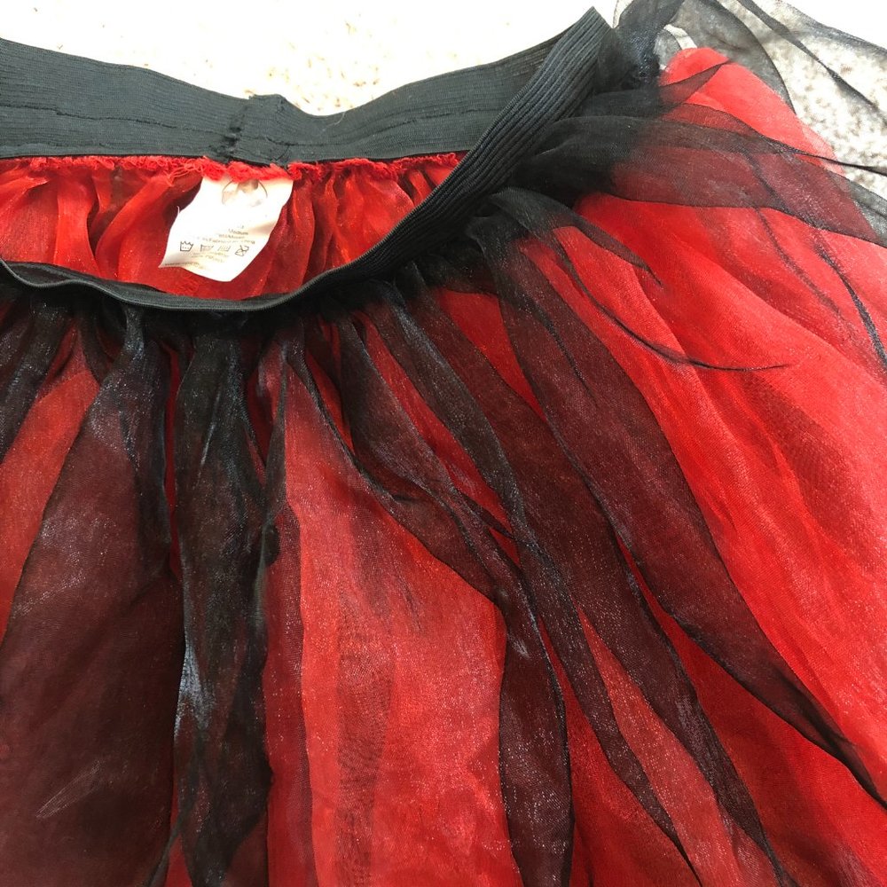 Spirit Halloween Kids/Adult Gothic Devil Costume Red Black with Wings & Headband - Picture 7 of 15